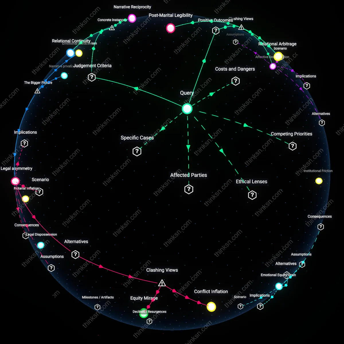 Interactive semantic network: Is the belief that “divorce always harms a marriage‑long friendship” valid, or can certain process choices (e.g., collaborative) preserve long‑term relational capital?