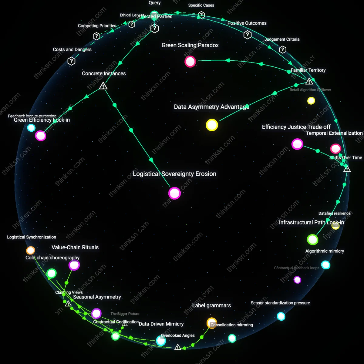 Analysis: Explore the efficiency vs algorithmic monopoly debate in supply chains — trace causal links, unpack hidden assumptions, and map concepts interactively.