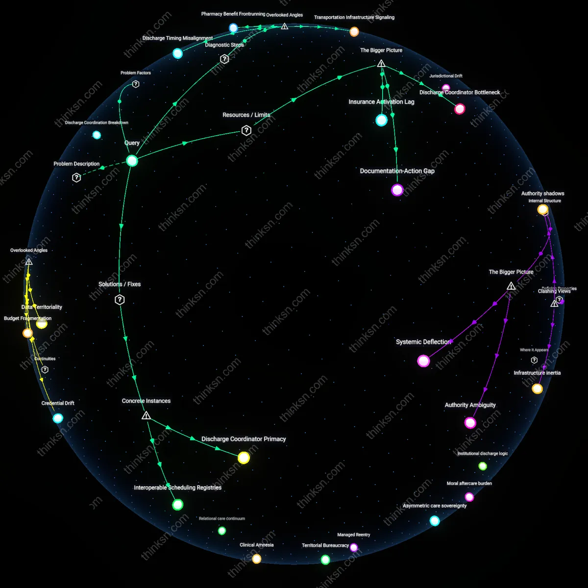 Analysis: Unpack who fails mental health patients at handoff from hospital to community — trace the systemic gaps and human factors in an interactive 3D graph.