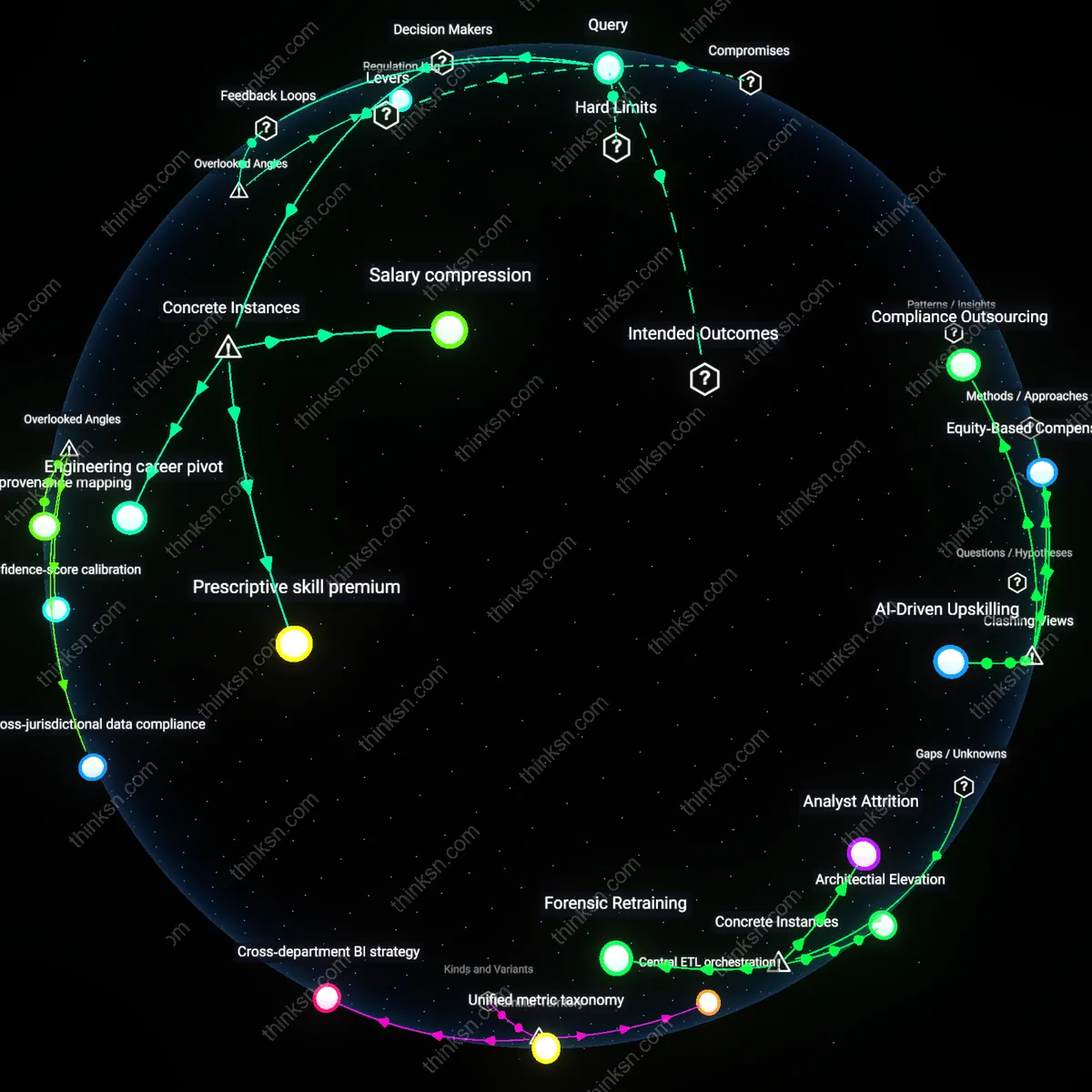 Interactive semantic network: Why does the evidence that AI can generate financial reports faster not automatically translate into higher salaries for analysts, and how should they plan their career trajectory?