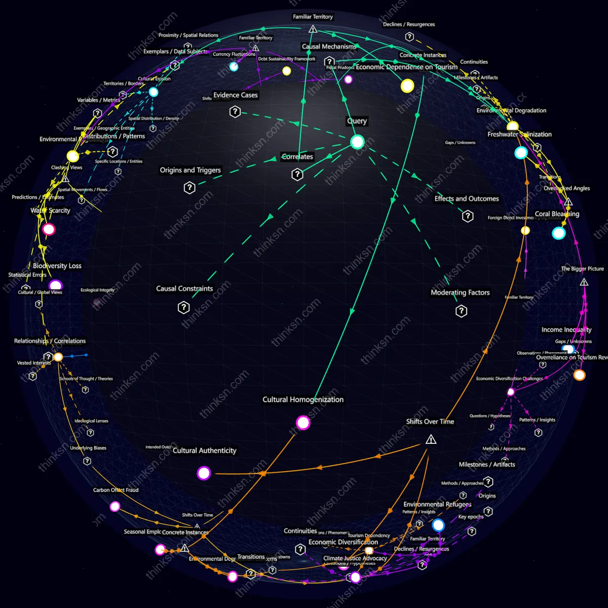 Interactive semantic network: How would small island states cope economically if rising global demand shifts tourism focus away from sustainable practices towards luxury resort development?