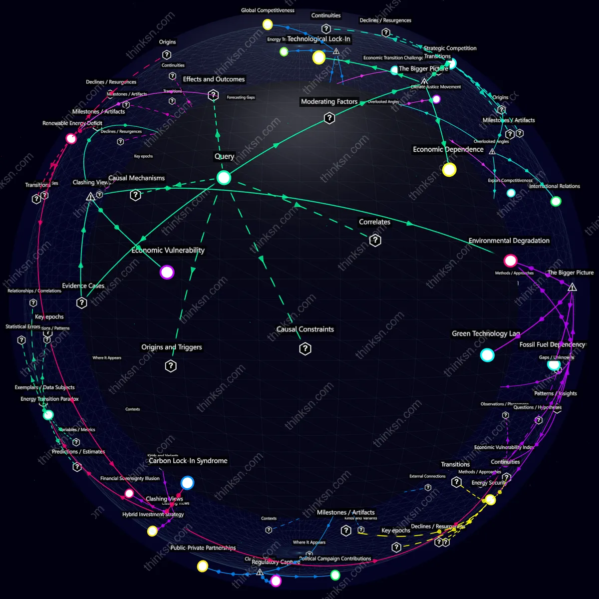 Analysis: Analyzing systemic impacts of major nations neglecting green tech investment for fossil fuel benefits, exploring causes, effects, and perspectives in an interactive semantic network.