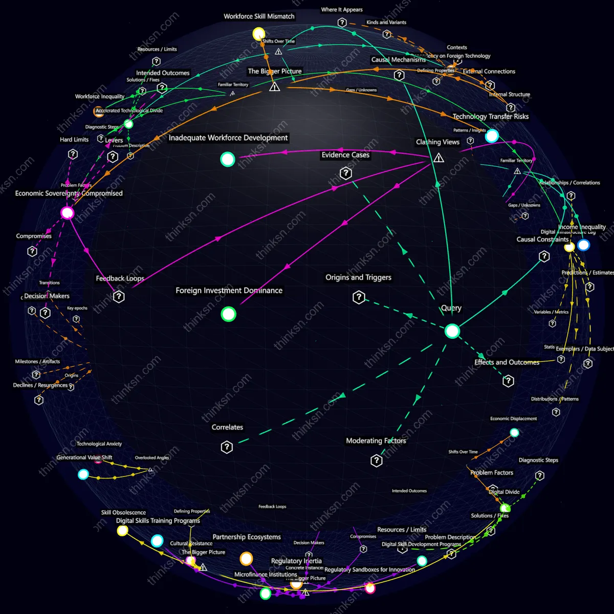 Analysis: Interactive graph analyzing AI investment risks in skill-limited emerging economies, mapping unemployment and systemic impacts.