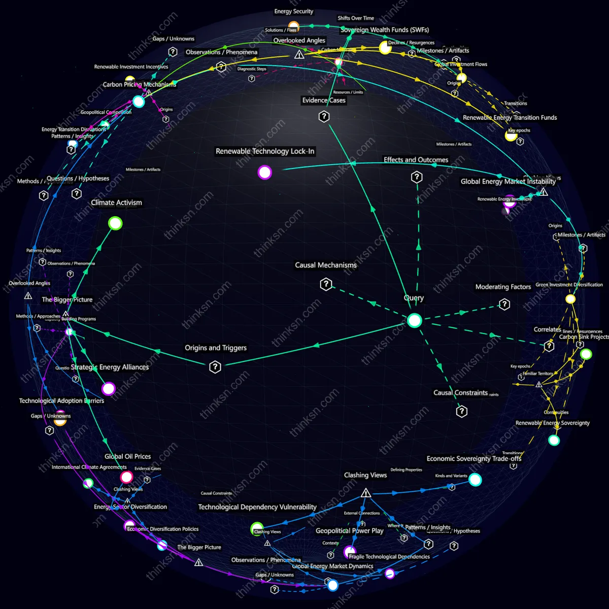 Interactive semantic network: What's the ripple effect of oil-rich nations suddenly prioritizing renewable energy sources over fossil fuels?