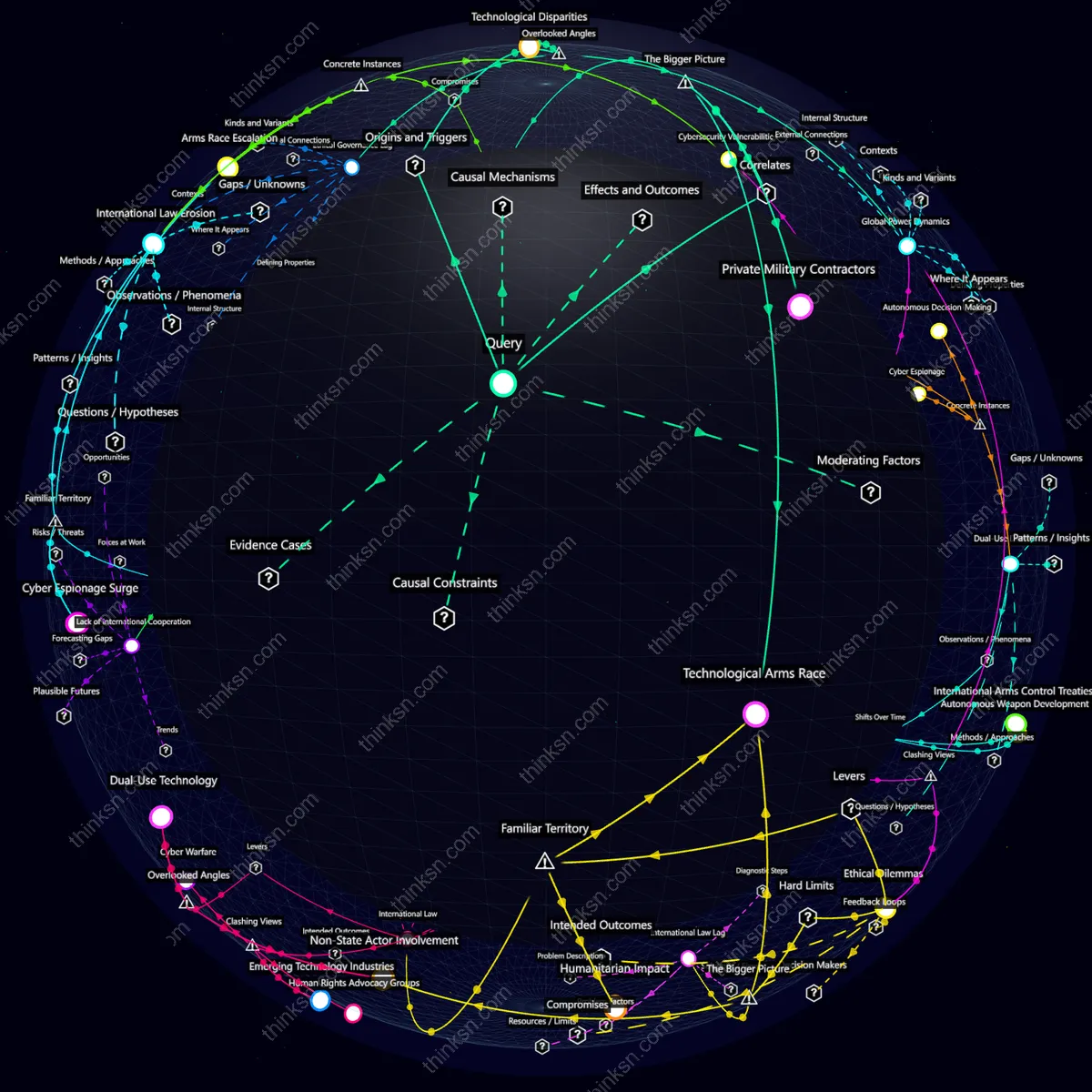 Interactive semantic network: How would the global arms race change if autonomous weapons become a reality before ethical regulations can be enforced?