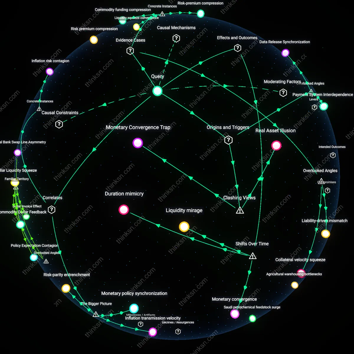 Interactive semantic network: Why does the conventional belief that diversification across asset classes automatically reduces inflation risk break down when all major markets are simultaneously impacted by rate hikes?