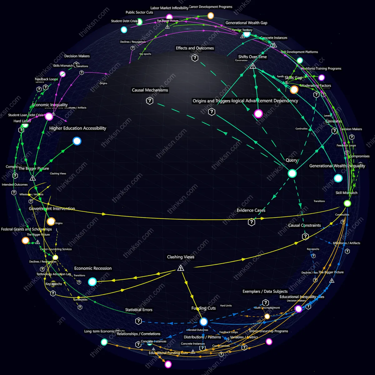 Interactive semantic network: How would a significant decrease in government spending on education impact long-term economic growth prospects for young people entering the workforce?