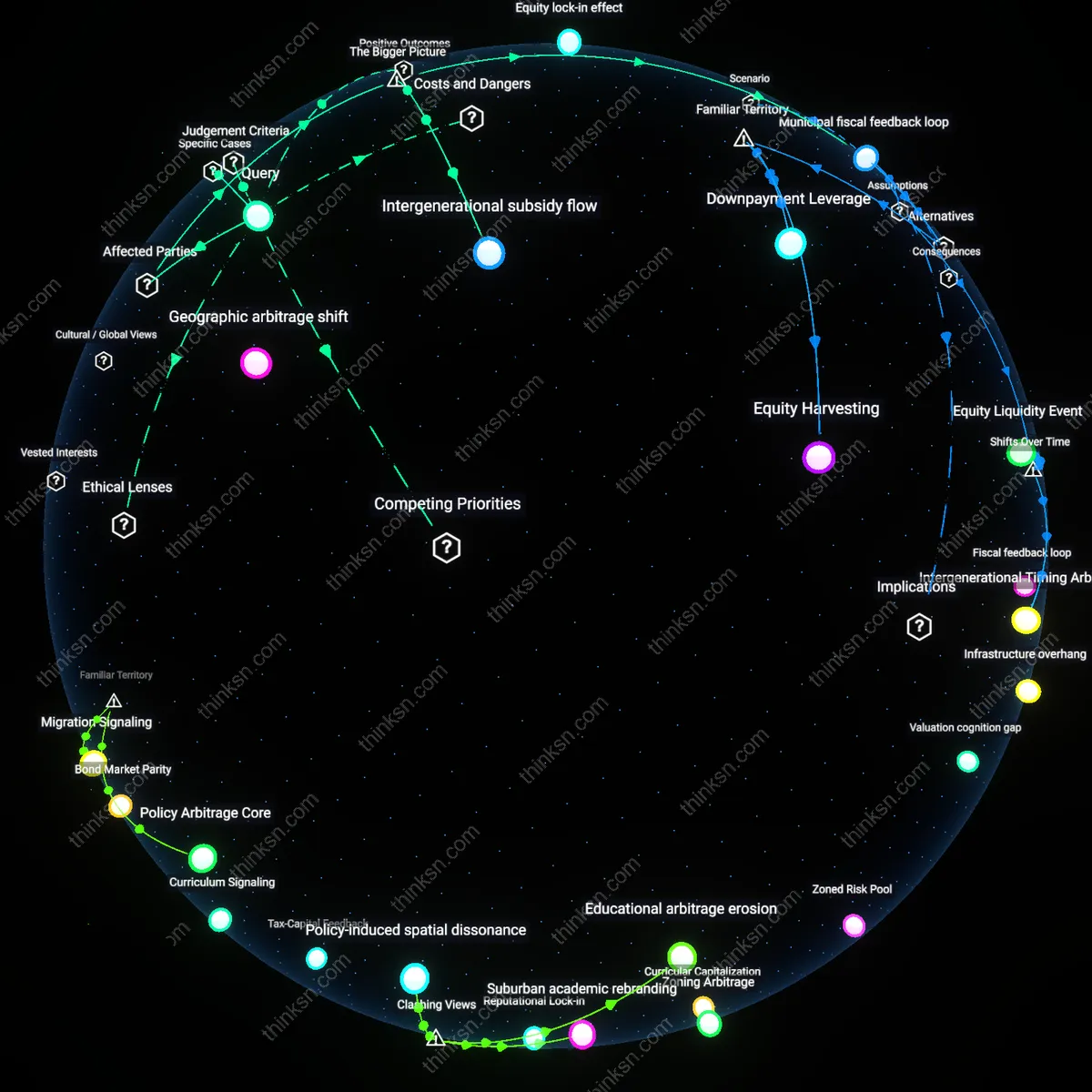 Interactive semantic network: Should a middle‑class couple in their late 40s consider downsizing their home now to fund retirement, or does that gamble on real‑estate market stability make the trade‑off too risky?